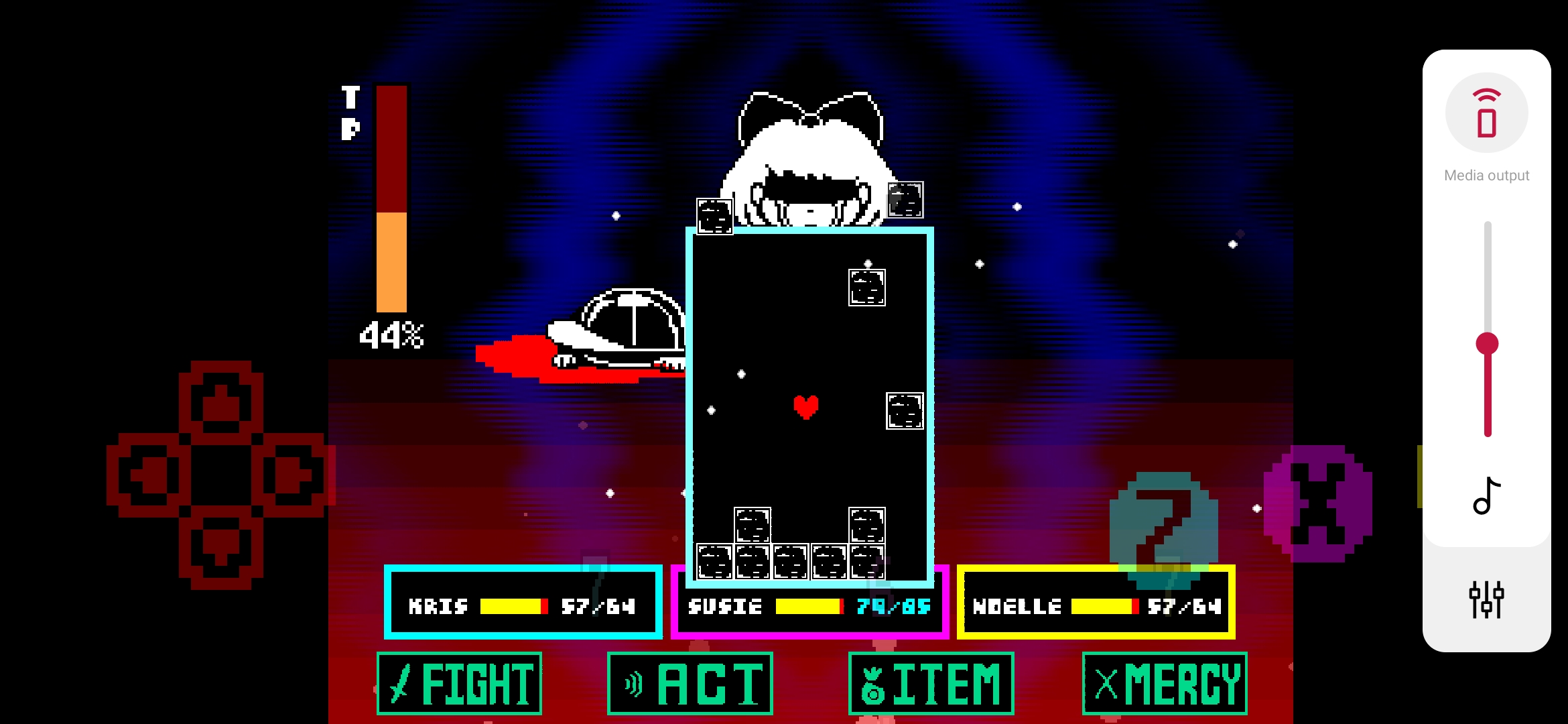 An attack where blocks fall from the top border, leaving small particles in their wake.